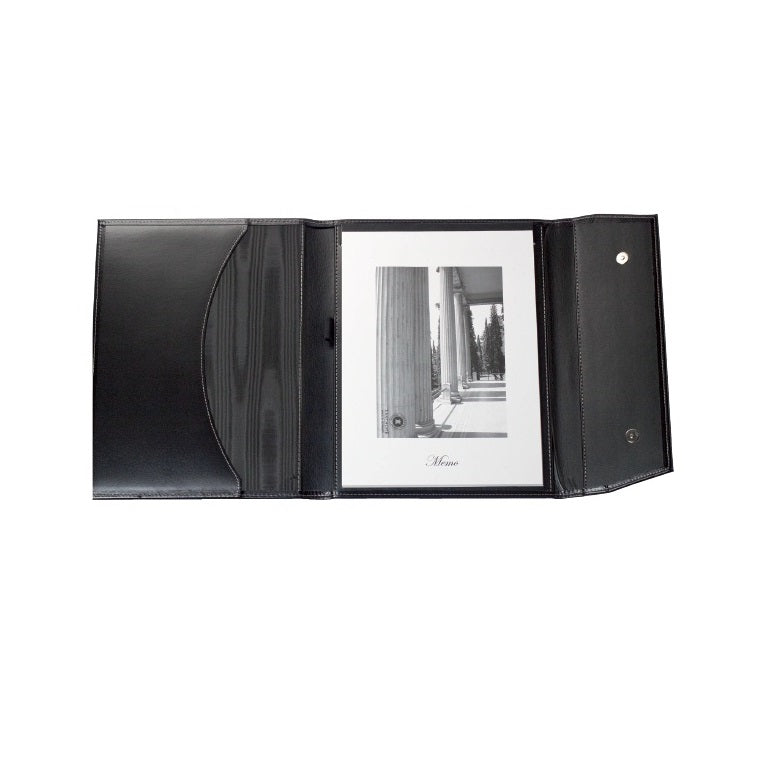 6604 MAXIMUM Real Leather A4 -3Fold Folder-Black - Al Masam Stationery LLC Main image