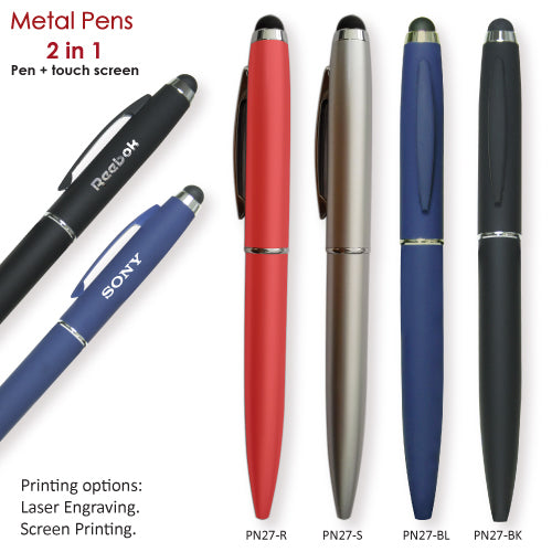 AMS-PN-27 - (2 in 1) - Rubber coated Metal pen with touch screen Secondary image