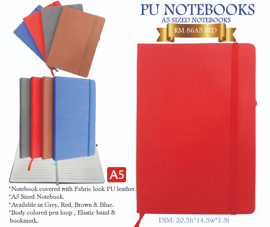 AMS-RM 86 - A5 size PU covered notebooks (fabric look) - Al Masam Stationery LLC Main image