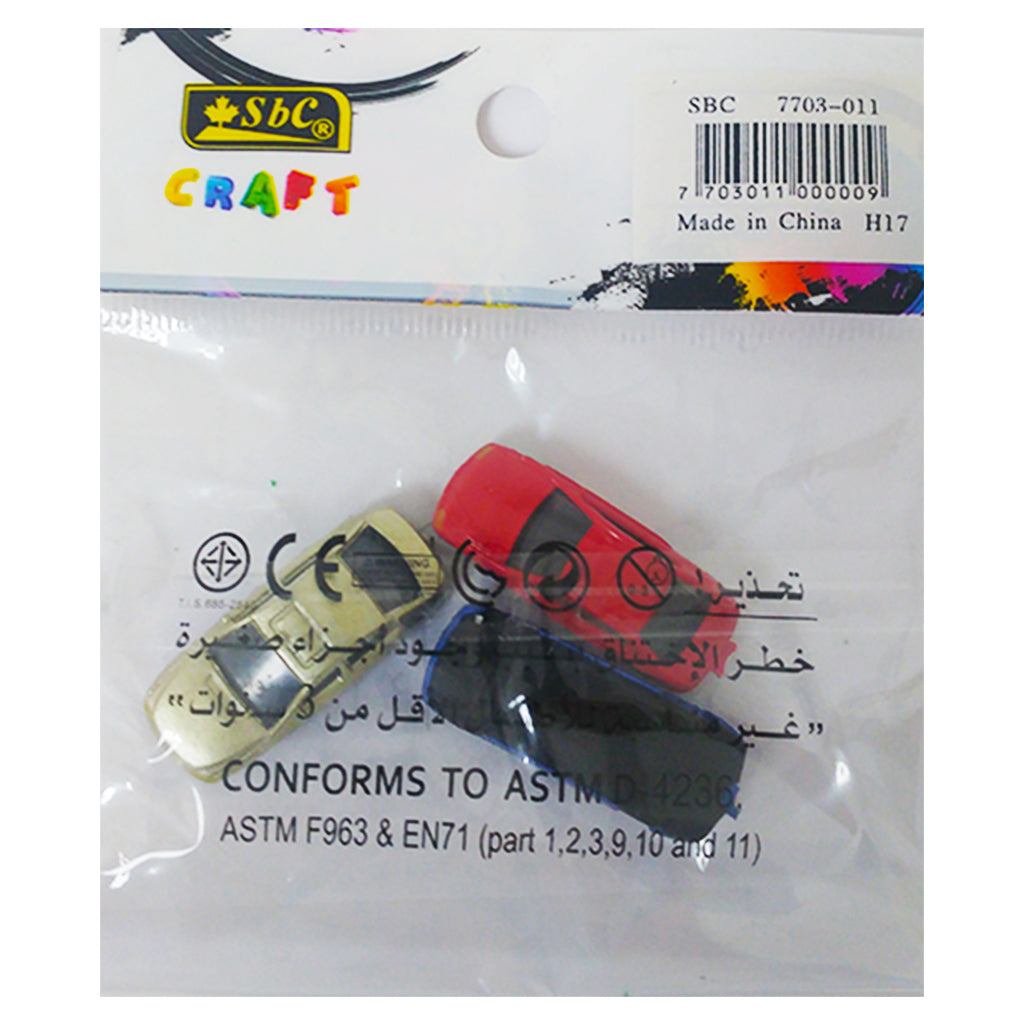 Car Model 3cm 3pc Assorted Colours - Al Masam Stationery LLC Main image