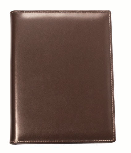 6601 Genuine Real Leather A5 Folder - Black / Brown - Al Masam Stationery LLC Main image