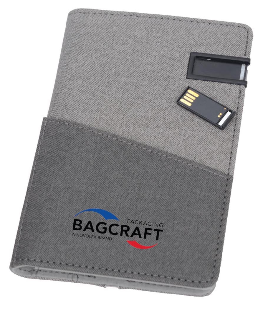 AMS-ITTA-205- Krim   -  Passport Holder with 4000mah Powerbank and 8 GB USB (Dark Grey/Light Grey) - Al Masam Stationery LLC Main image