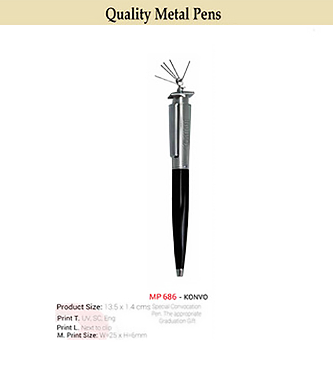 AMS KONVO Metal Ball Pen in sleek design with a metallic finish, showcasing its smooth writing tip and elegant clip.