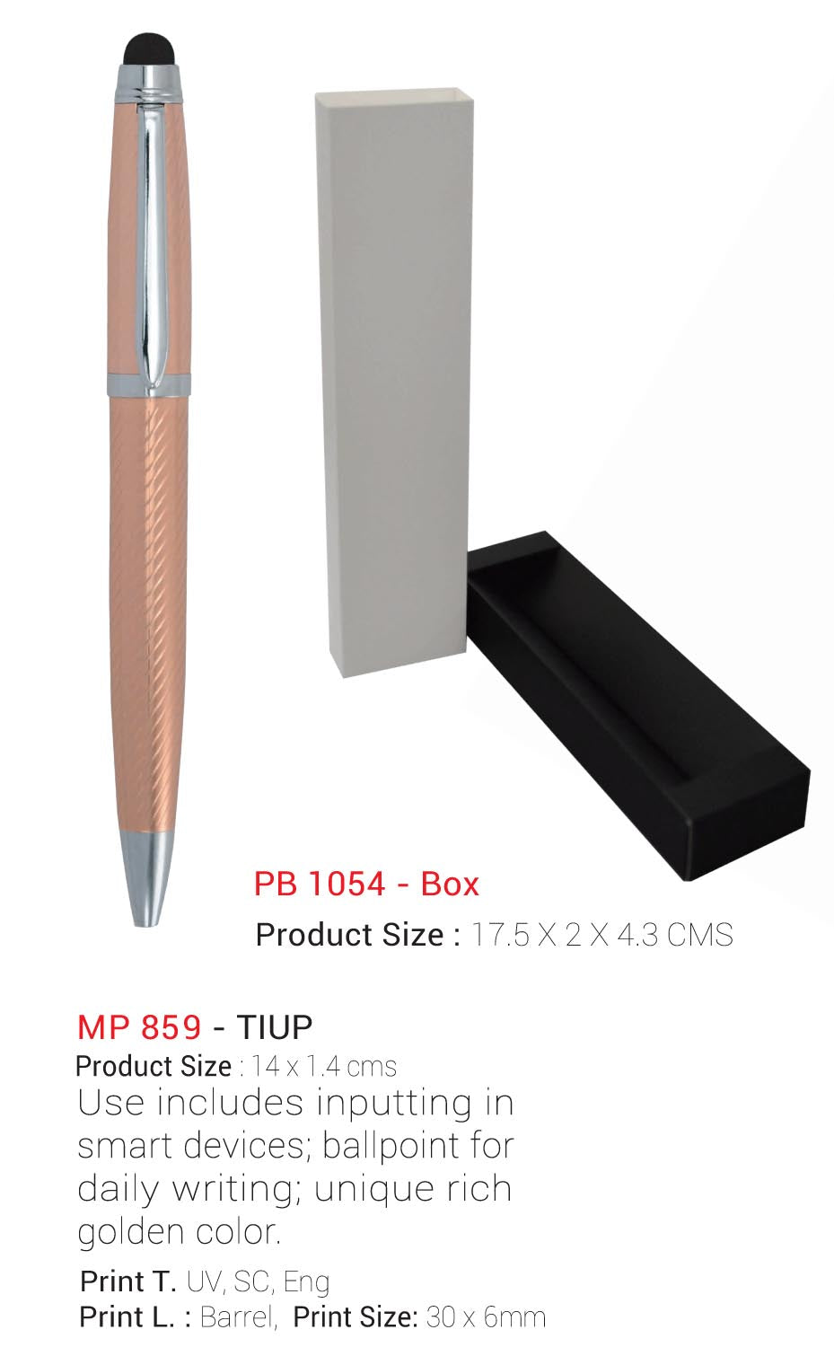 AMS- MP 859 - Tiup Metal Ball Pen with Stylus Secondary image