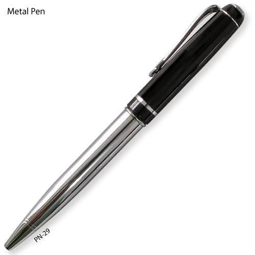 AMS-PN-29 - Black - Chrome Coloured Ball Point Pen Secondary image