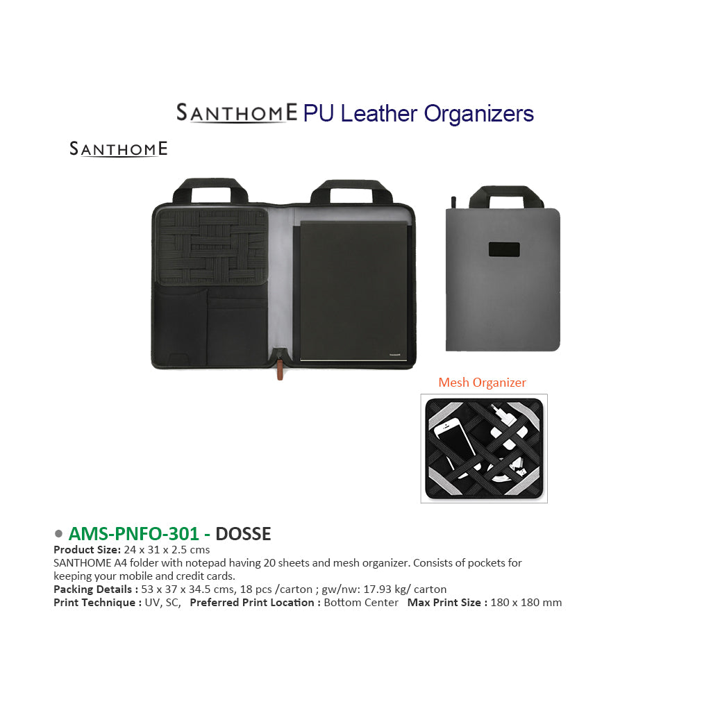 AMS-PNFO 301 Dosse A4 Portfolio with Handle Grey-Black Secondary image