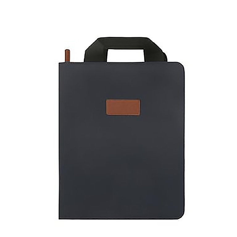 AMS-PNFO 302 Dosse A4 Portfolio with Handle Navy-Brown - Al Masam Stationery LLC Main image