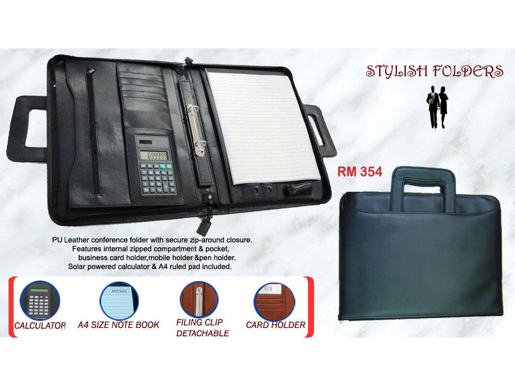 AMS-RM-354 - PU Leather portfolio (Black) Secondary image