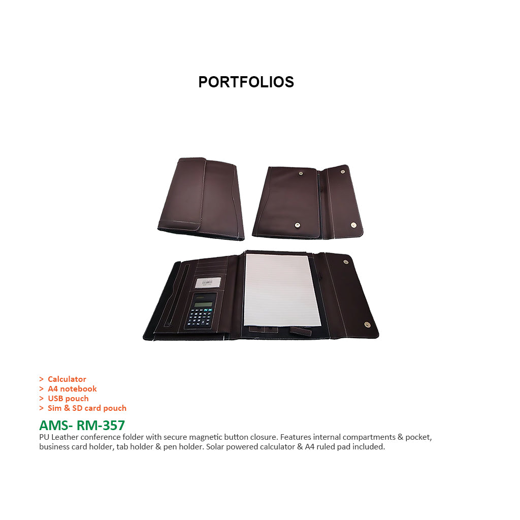 AMS- RM-357 - PU Leather Portfolio Secondary image