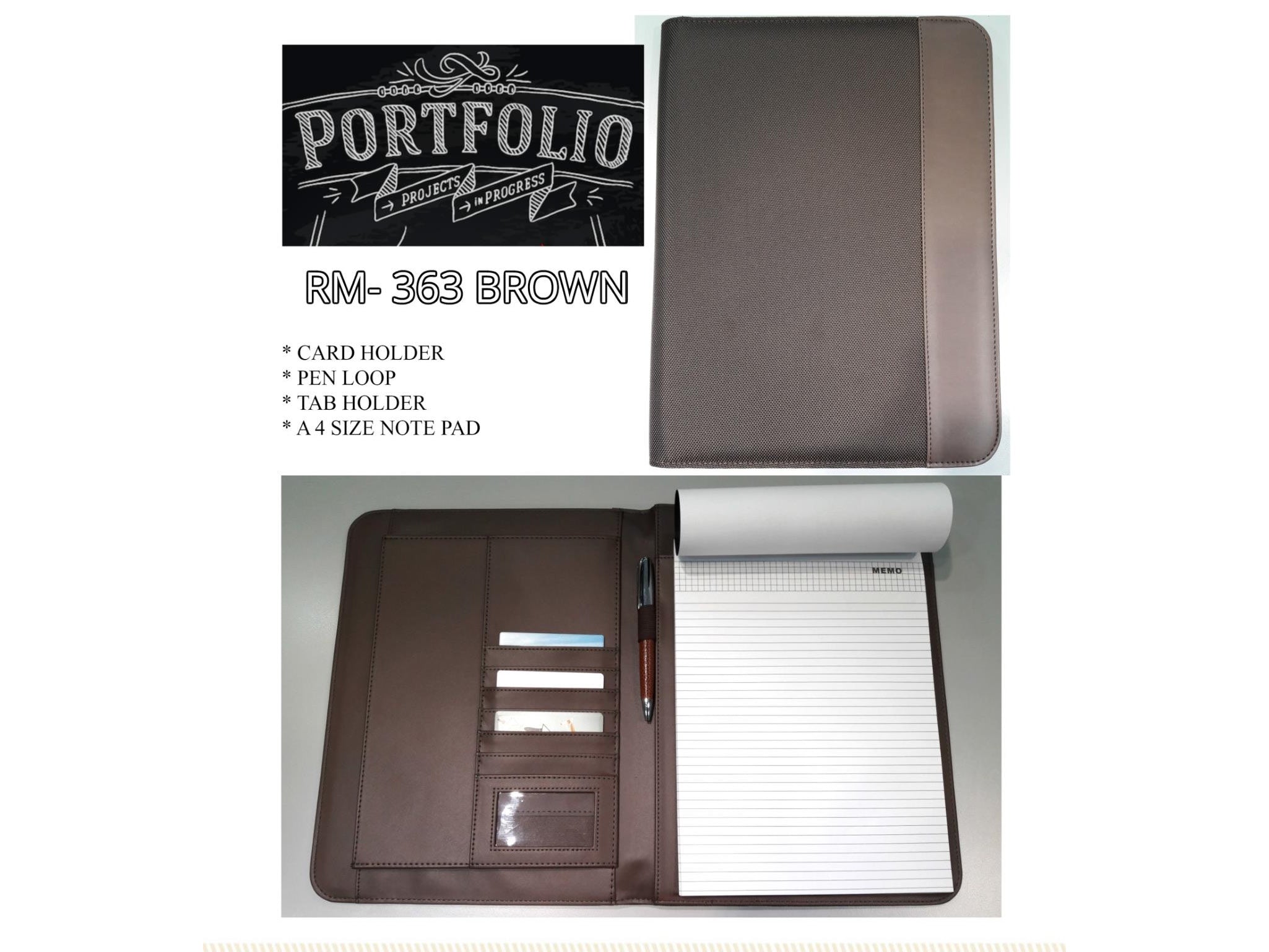 AMS-RM-363 • Brown  - PU Leather portfolio Secondary image