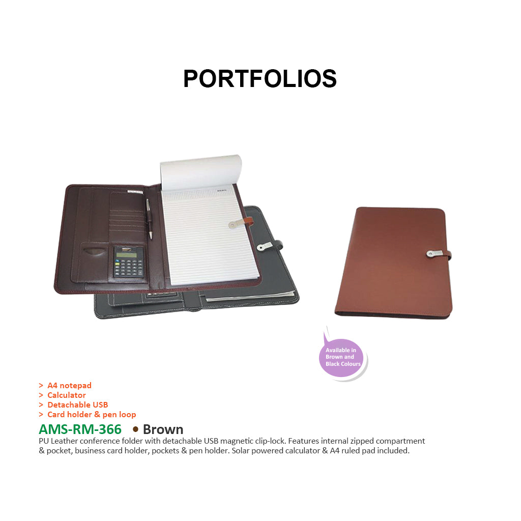 AMS-RM-366 - PU Leather portfolio with detachable USB Secondary image