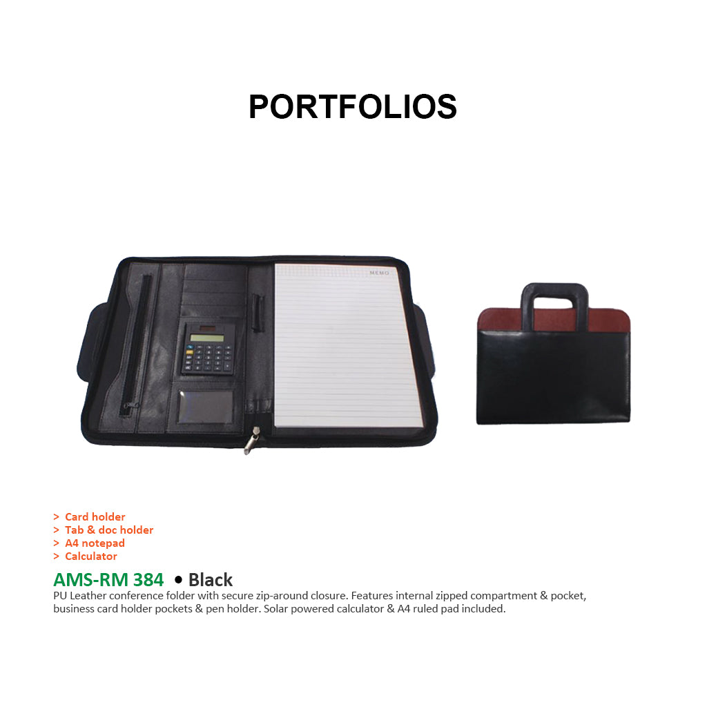 AMS-RM 384 - PU leather Portfolio with handle Secondary image