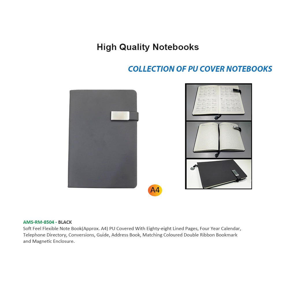 AMS-RM-8504 - BLACK - A4 size - Soft touch Notebooks Secondary image
