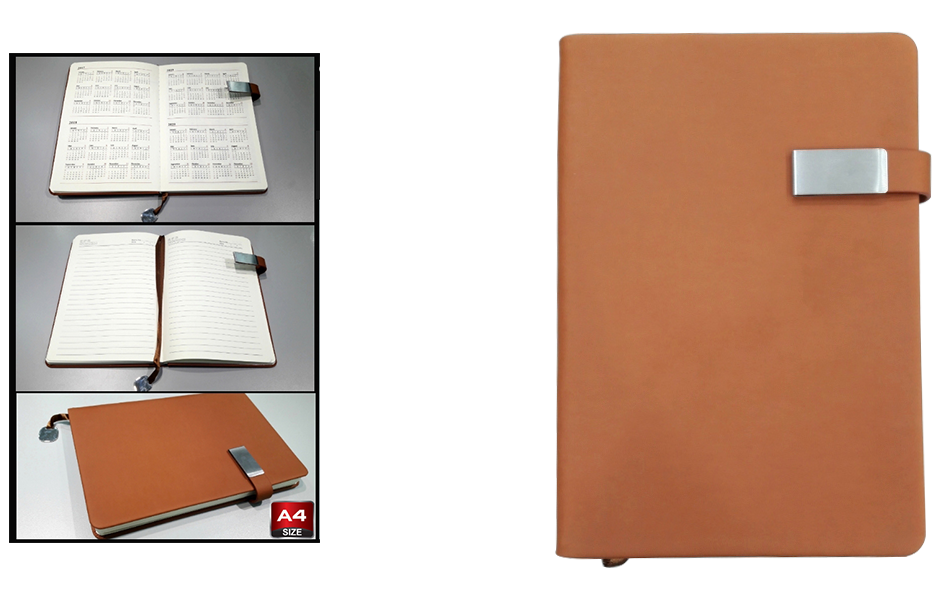 AMS-RM-8504 - Brown -A4 size- Soft touch Notebooks - Al Masam Stationery LLC Main image