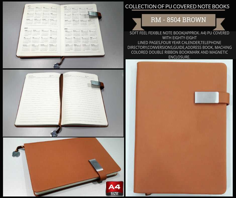 AMS-RM-8504 - Brown -A4 size- Soft touch Notebooks Secondary image
