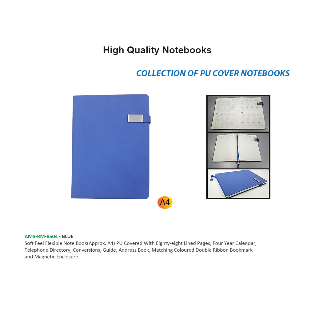 AMS-RM-8504 - Dark Blue - A4 size- Soft touch Notebooks Secondary image