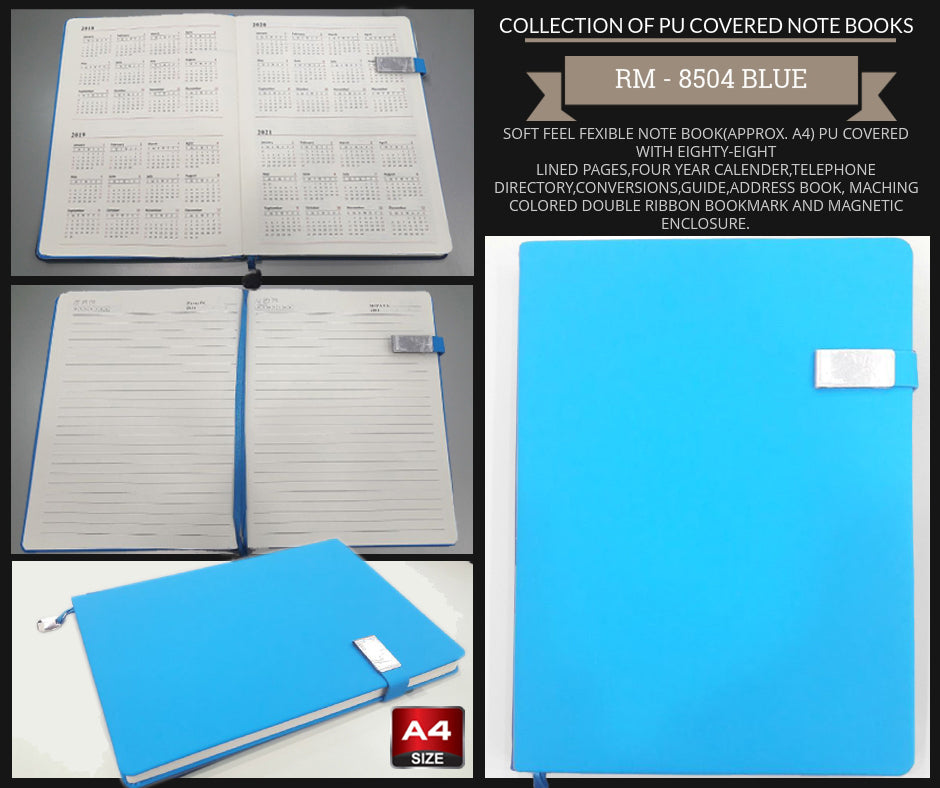 AMS-RM-8504 - LIGHT BLUE - A4 size - Soft touch Notebooks Secondary image