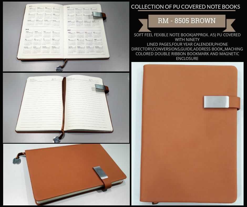 AMS-RM-8505 - BROWN - A5 size - Soft touch Notebooks - Al Masam Stationery LLC Main image