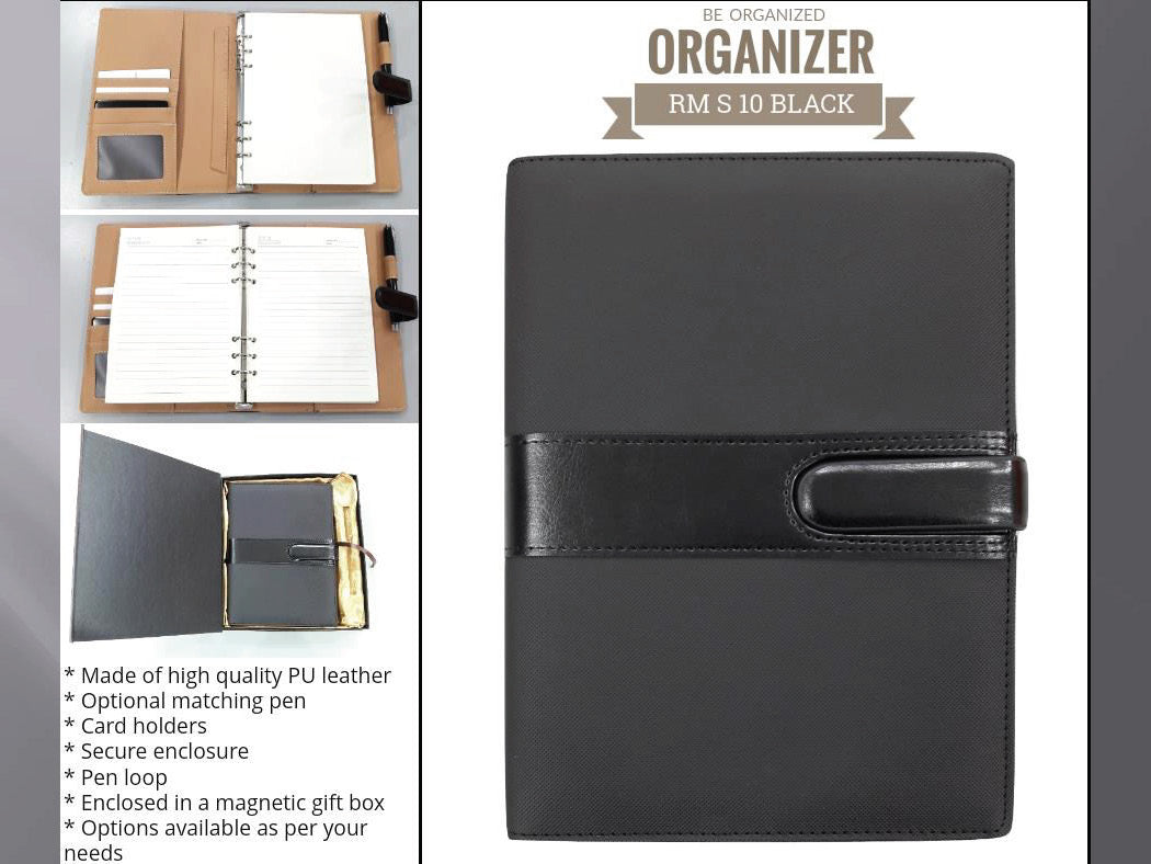 AMS-RM-S 10 - Black PU Leather Organizer Secondary image