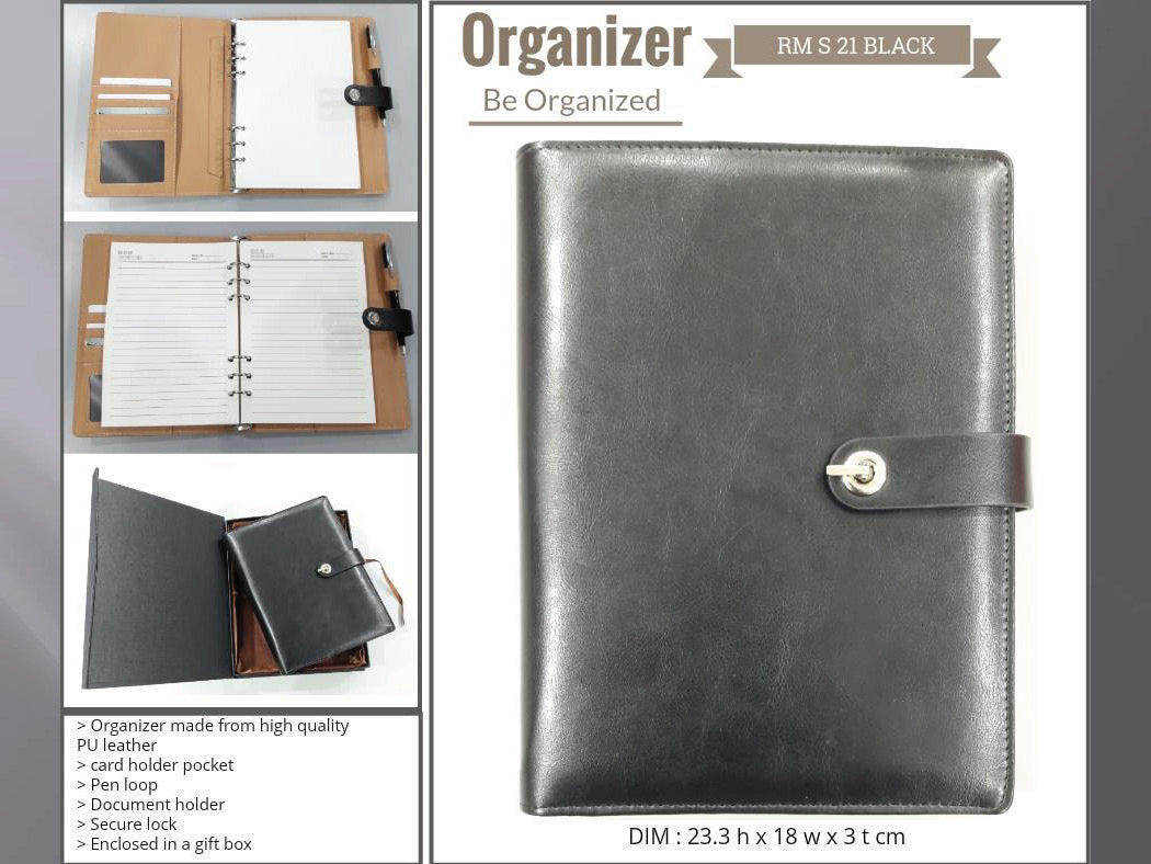AMS-RM-S 21 - (Black) PU Leather Organizer Secondary image