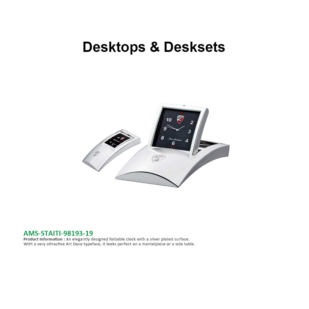 AMS- STAITI - 98193 – 19 Silver Plated Foldable Clock Secondary image