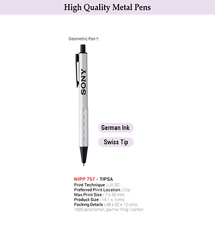 AMS-WIPP 757 - TIPSA - Push Action Aluminium Ballpen - Silver - Al Masam Stationery LLC Main image