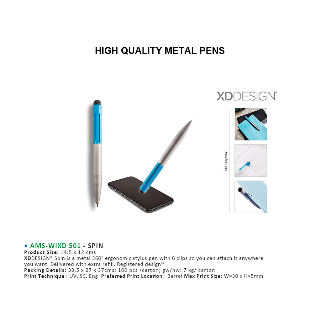 AMS-WIXD 501 XDDESIGN Spin Metal Pen (Grey / Blue) Secondary image