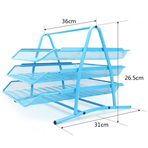 Document Tray 3tier Wiremesh Blue - Al Masam Stationery LLC Main image
