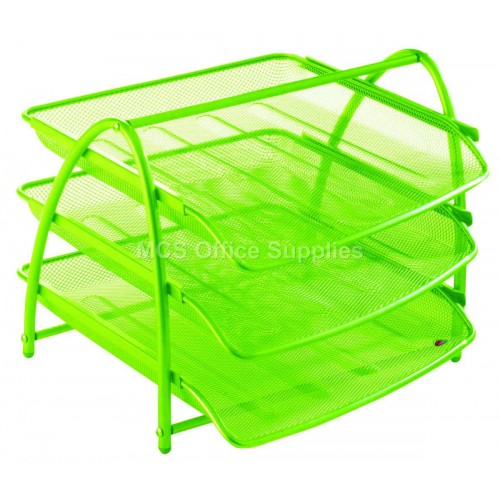 Document Tray 3tier Wiremesh Green - Al Masam Stationery LLC Main image