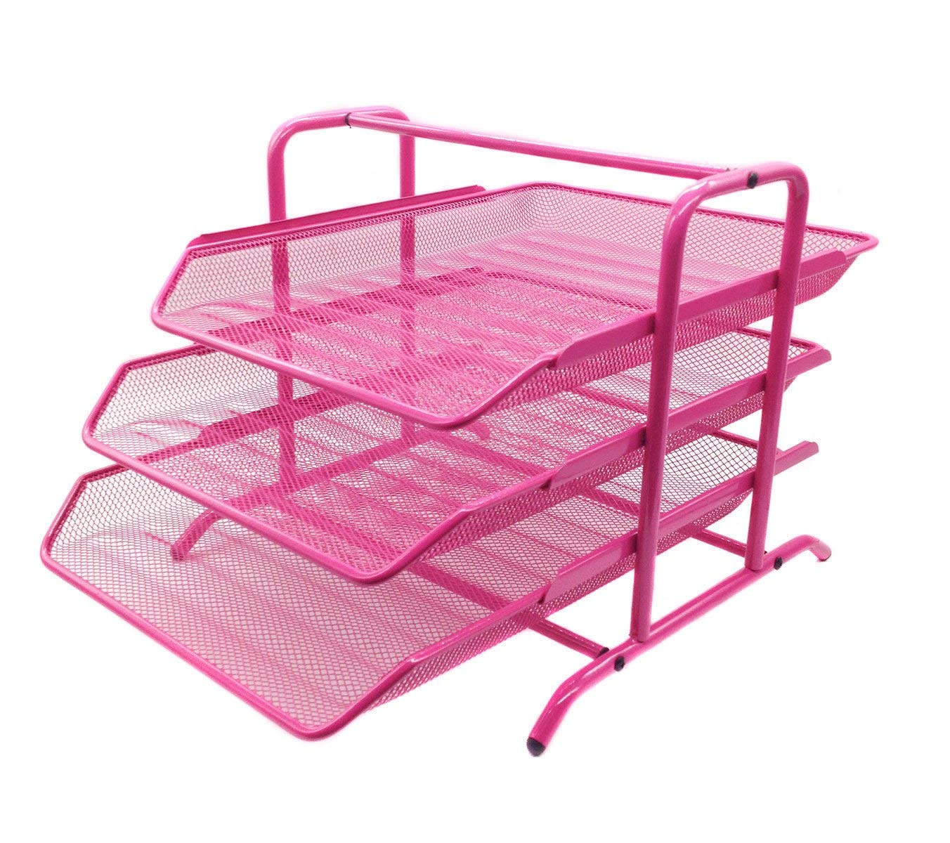 Document Tray 3tier Wiremesh Pink Secondary image