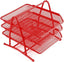 Document Tray 3tier Wiremesh Red - Al Masam Stationery LLC