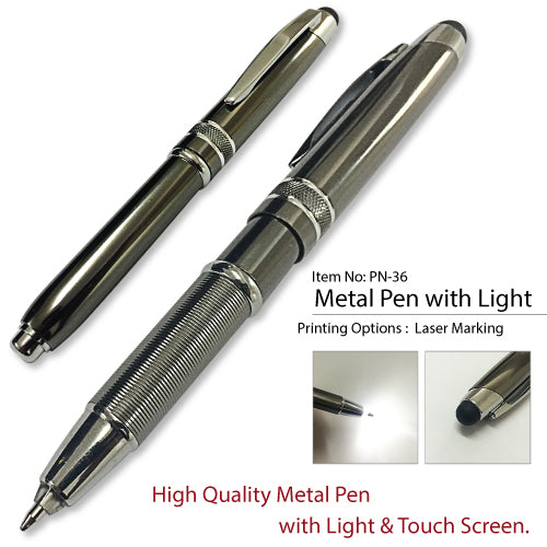 PN-36 - (3 in 1 - Metal pen + Torch +Touch) - Al Masam Stationery LLC Main image