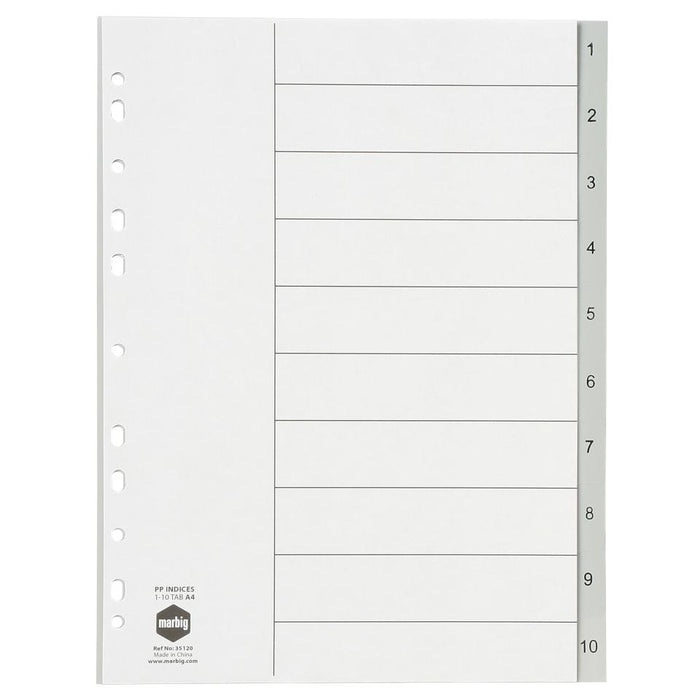 Divider (1-10) Pvc A4 Gray - Al Masam Stationery LLC