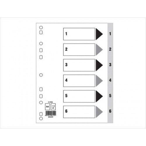 Divider (1-6) Pvc A4 Gray - Al Masam Stationery LLC