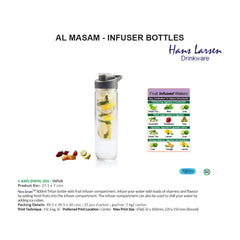 AMS- DWHL 201 Hans Larsen Infus Fruit Infuser Water Bottle (Transparent) - Al Masam Stationery LLC