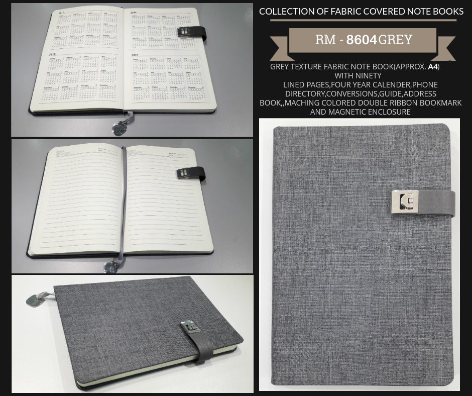 AMS-RM-8604 - GRAY - A4 size Fabric Notebooks - Al Masam Stationery LLC Main image