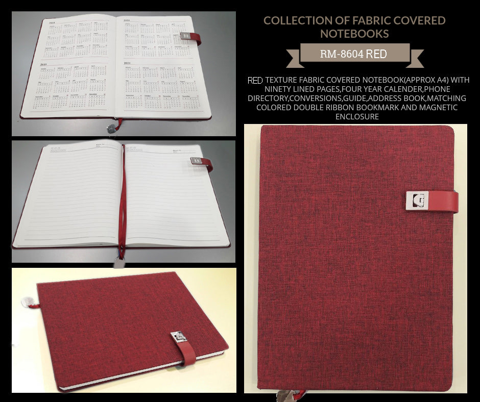 AMS-RM-8604 - RED - A4 size Fabric Notebooks Secondary image