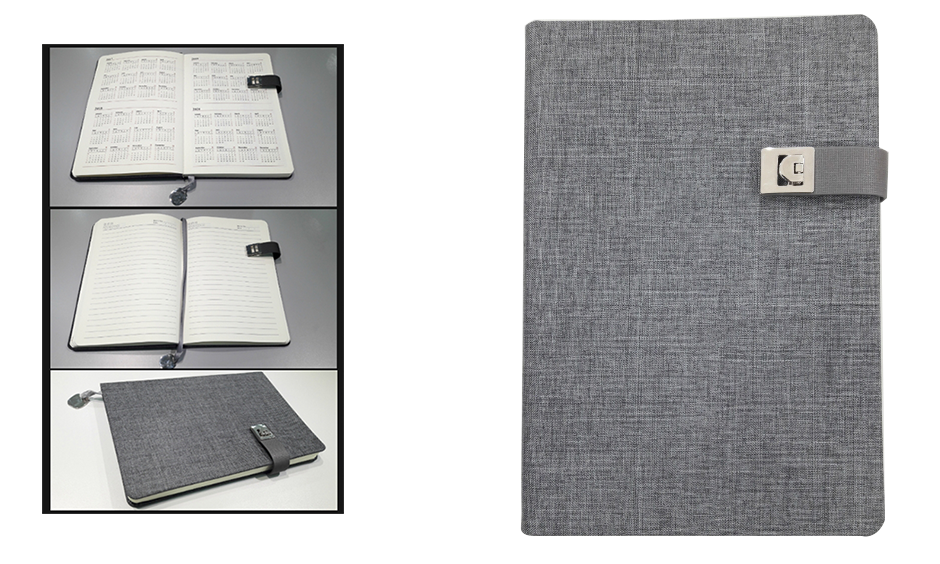 GREY -A5 size Fabric Notebooks - Al Masam Stationery LLC Main image