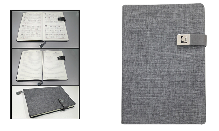 GREY -A5 size Fabric Notebooks - Al Masam Stationery LLC