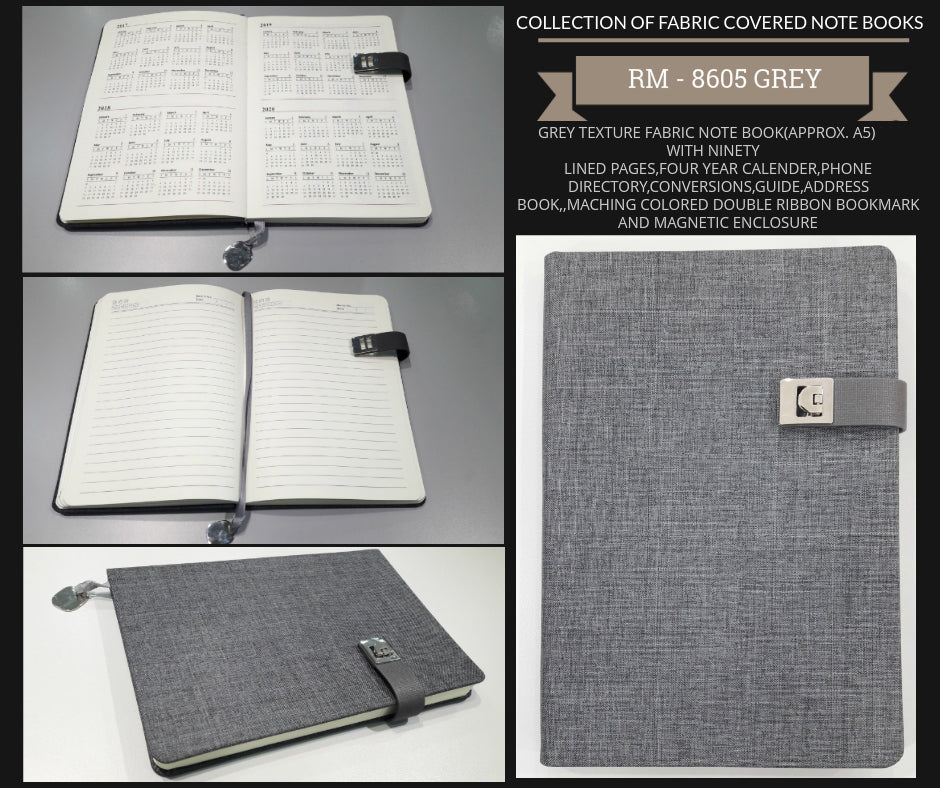 GREY -A5 size Fabric Notebooks Secondary image