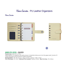 AMS- FO 3235 Quizo - 5" Organizer - Hans Larsen PU Leather Organizers - Al Masam Stationery LLC