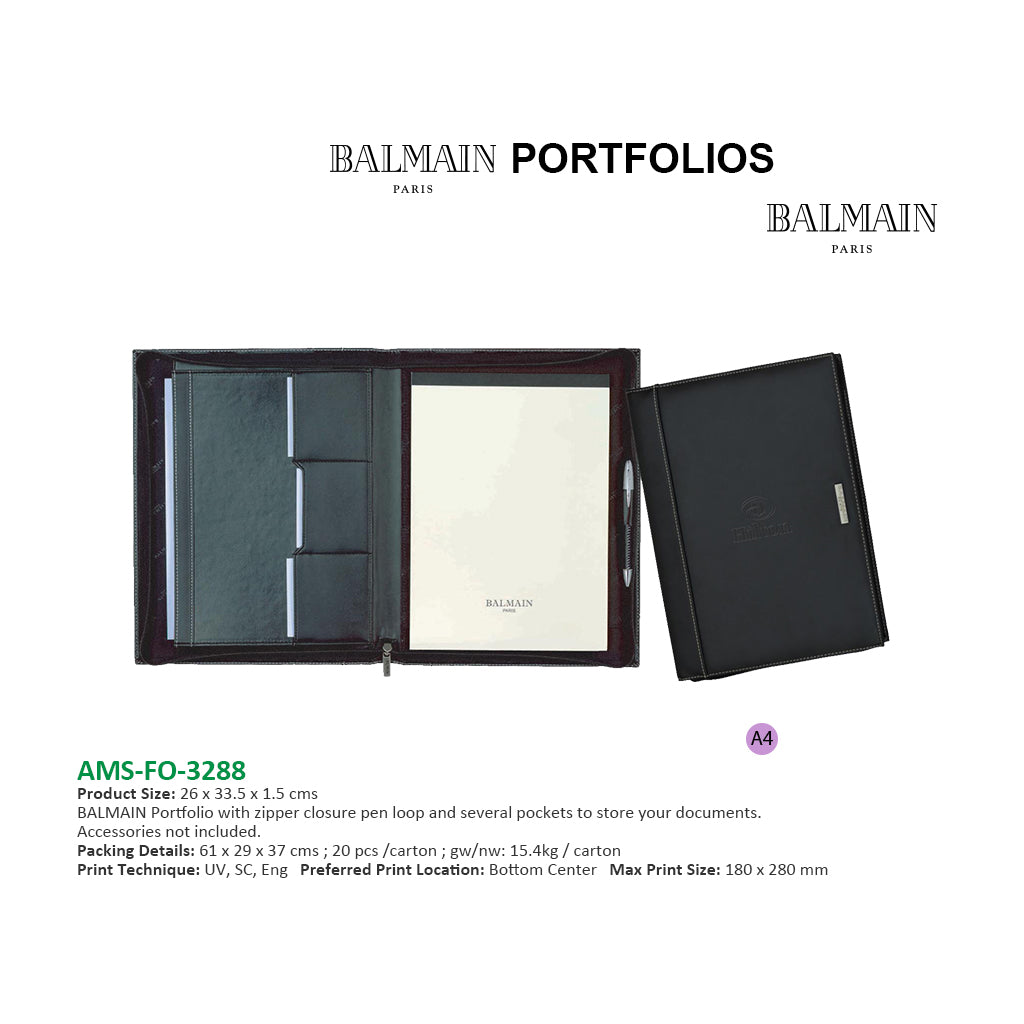 AMS-FO-3288  - BALMAIN Laather Portfolio - Al Masam Stationery LLC