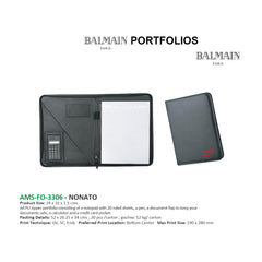 AMS-FO-3306 - NONATO  -  BALMAIN Leather Portfolio - Al Masam Stationery LLC