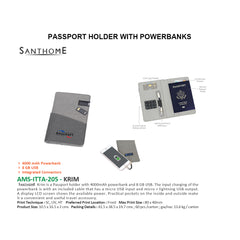 AMS-ITTA-205- Krim   -  Passport Holder with 4000mah Powerbank and 8 GB USB (Dark Grey/Light Grey) - Al Masam Stationery LLC