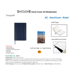 SANTHOME Hard Cover A5 Ruled Notebook - Blue