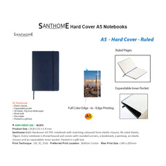 SANTHOME Hard Cover A5 Ruled Notebook - Blue - Al Masam Stationery LLC