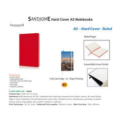 Bukh Hardcover A5 Ruled PVC Notebook Red