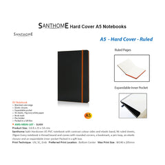 SANTHOME Sukh Hardcover A5 Size, Ruled PVC Notebook