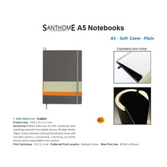 AMS-NBSN-113 - PLABUK  - SANTHOME Soft Cover A5 Notebooks (Blank sheets) - Al Masam Stationery LLC