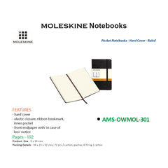 Moleskine Pocket Notebook - Hard Cover - Ruled Black - Al Masam Stationery LLC